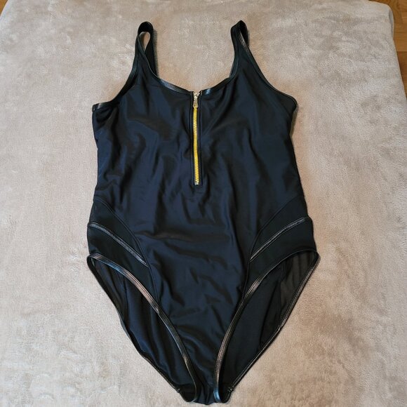 GabiFresh x Swimsuits For All D/DD+ Midnight Zipper Swimsuit One Piece Black - Picture 2 of 7
